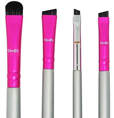Product Cover Eyebrow Brush Set - Stiff Angled Brow Brushes and Firm Comb | Angle Makeup Brushes Slanted For Filling Pomade | Duo Spoolie For Blending Gel | Small Dense Concealer Brushes Defining Arches Thin Edges