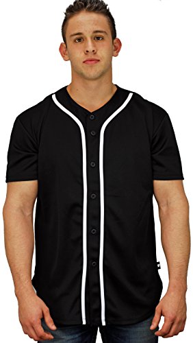 Product Cover YoungLA Men's Baseball Jersey T-Shirts Plain Button Down 303 Black L
