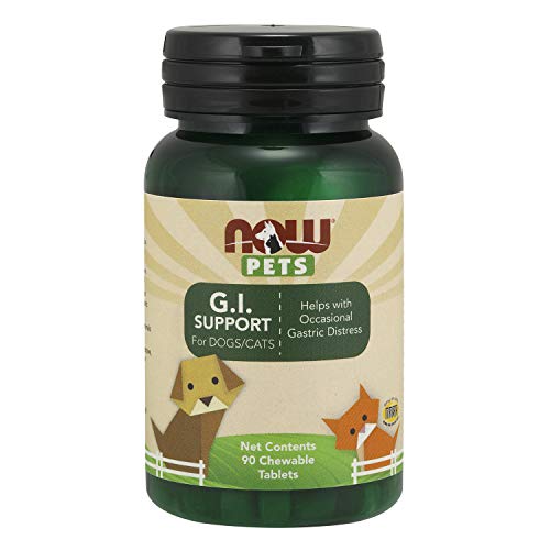 Product Cover NOW Pet Health, G.I. Support Supplement, Formulated for Cats & Dogs, NASC Certified, 90 Chewable Tablets