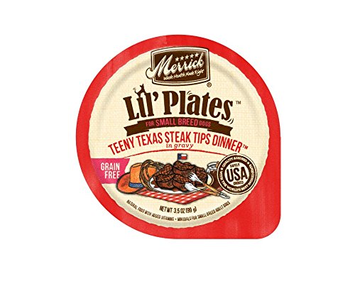 Product Cover Merrick Lil' Plates Grain Free Teeny Texas Steak Tips Small Breed Wet Dog Food, 3.5 Oz, Case Of 12 Cups