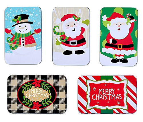 Product Cover Juvale Assorted Christmas Card Tin Holders Box Set (Set of 5)