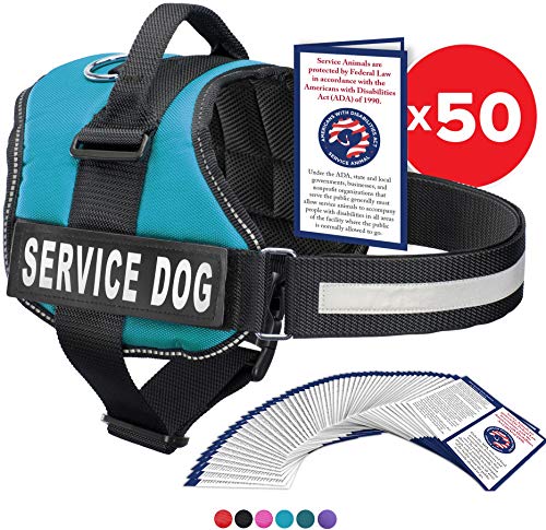 Product Cover Service Dog Vest With Hook and Loop Straps and Handle - Harness is Available in 8 Sizes From XXXS to XXL - Service Dog Harness Features Reflective Patch and Comfortable Mesh Design (Blue, Small)