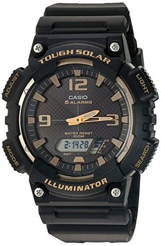 Product Cover Casio Men's 'Tough Solar' Quartz Stainless Steel and Resin Watch, Color:Black (Model: AQ-S810W-1A3VCF)