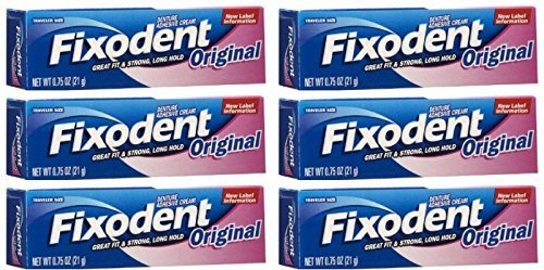 Product Cover Fixodent Denture Original Strong Adhesive Cream 0.75 Oz Travel Size (Pack of 6)