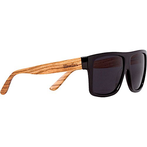 Product Cover Woodies Zebra Wood Aviator Wrap Sunglasses with Black Polarized Lenses