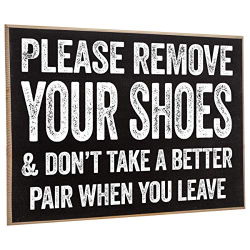 Product Cover Please Remove Your Shoes - Rustic Wooden Sign - Makes a Great Funny Gift Under $20!