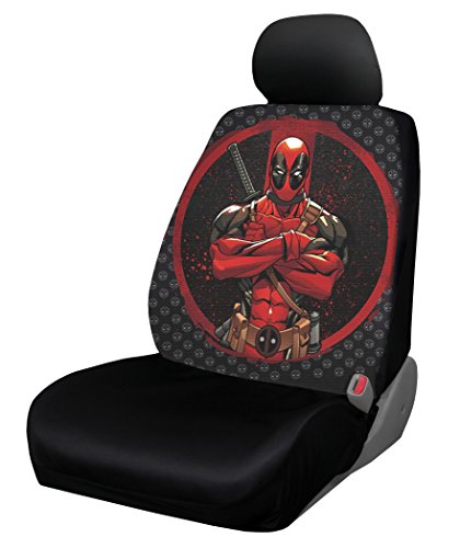 Product Cover Plasticolor 008669R01 Marvel Deadpool Repeater Low Back Universal Fit Car Truck SUV Seat Cover