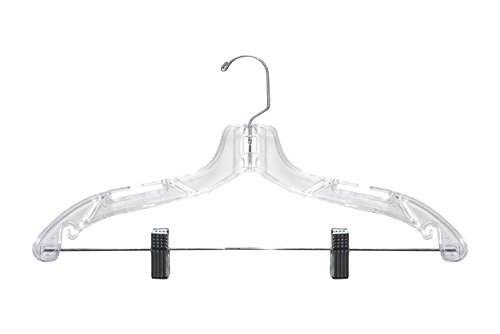 Product Cover NAHANCO 500RCHU Traditional Clear Plastic Suit Hanger with Notches and Small Hooks for Delicate Straps and Clips, Home Use, 17