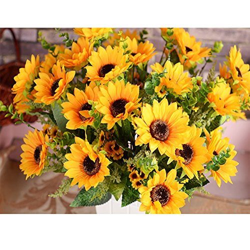 Product Cover AmyHomie Artificial Sunflower Bouquet,7 Flowers Per Bunch, 2 Bunches Per Pack