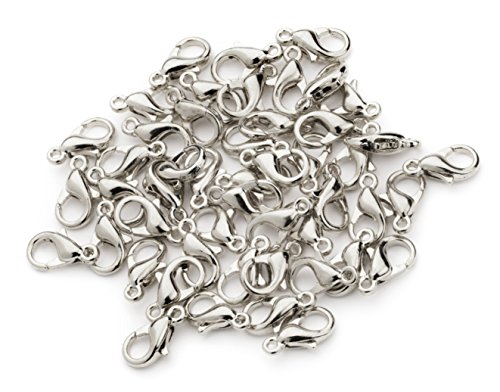 Product Cover 100 Lobster Clasps (12x6) Silver Plated Lobster Claw Clasps Jewelry Making Findings Lead & Nickel Free