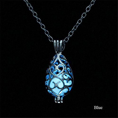 Product Cover KeyZone Girls Steampunk Fairy Teardrop Glow in The Dark Necklace Jewelry Blue