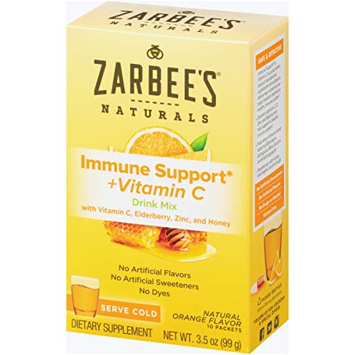 Product Cover Zarbee's Naturals Immune Support* & Vitamin C Drink Mix with Zinc & Honey, Natural Orange Flavor, 10 Packets