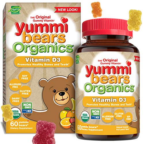 Product Cover Yummi Bears Organics Vegetarian Vitamin-D Gummy Vitamin Supplement for Kids, Gummy Bears, 60 Count (Pack of 1)