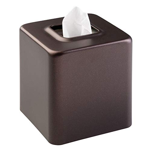 Product Cover mDesign Steel Facial Tissue Box Cover/Holder for Bathroom Vanity Countertops - Bronze