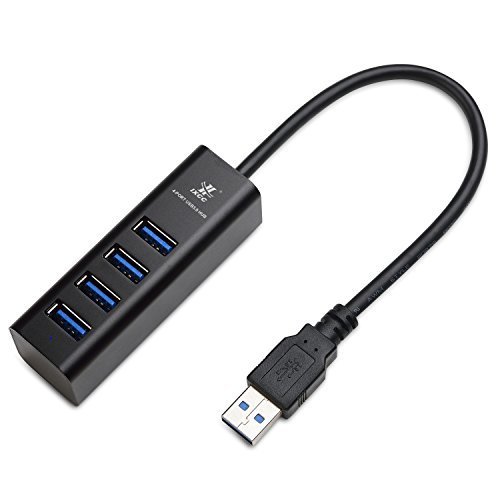 Product Cover iXCC Aluminum 4 Port Compact Portable High Speed USB 3.0 Data Hub for Windows, Mac OS, Linux - Black