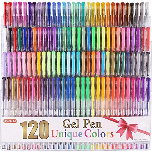 Product Cover Shuttle Art 120 Unique Colors (No Duplicates) Gel Pens Gel Pen Set for Adult Coloring Books Art Markers