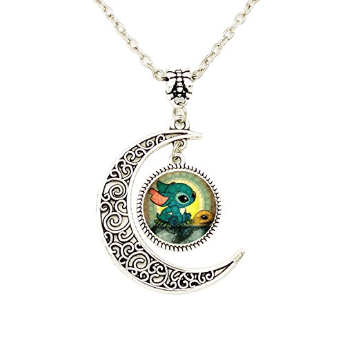Product Cover Liumart Handmade Moon Cartoon Pendant Necklace, Cute Crescent Moon Jewelry, Great Christmas Brithday Friendship Gifts