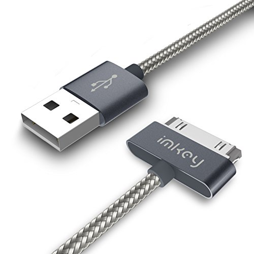 Product Cover IMKEY Tangle-Free Braided USB to 30 Pin Sync Data Charging Cable for Samsung Galaxy Tab, 6.5 Feet - Gray