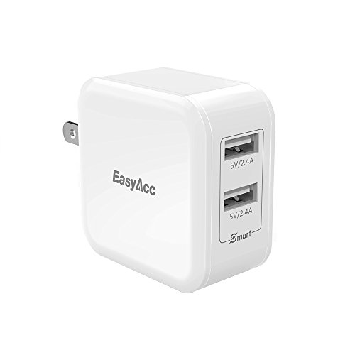 Product Cover Wall Charger EasyAcc 2-Port USB Charger 24W Travel Charger with Foldable Plug for iPhone 8 Plus X 7 iPad Pro Air Mini, Galaxy S7 S6 Edge and More