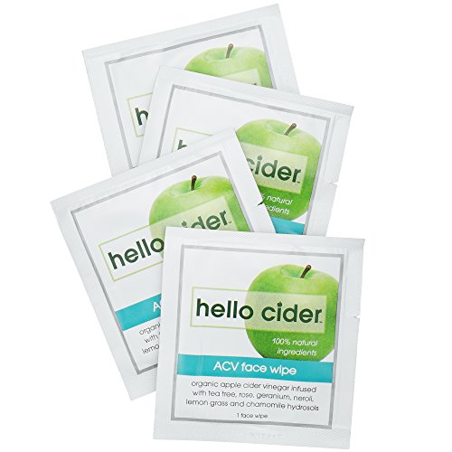 Product Cover Apple Cider Vinegar Acne Face Wipes-Organic Tea Tree+Rose+Chamomile+Witch Hazel Hydrosols. Great for Teens. Anti-blemish. Balance pH. Tone. Hydrate. Cleanser & Moisturizer, 25 ct Hello Cider