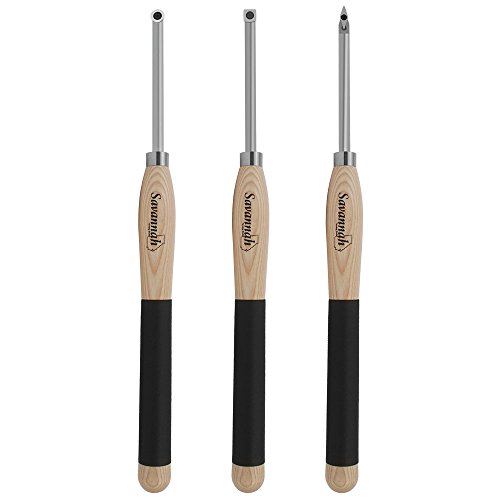 Product Cover Savannah Carbide Turning Tool Large Size (3 Piece Set - All 3 Turning Tools) Includes Diamond Shape, Round and Square Turning Tools With Comfort Grip Handles