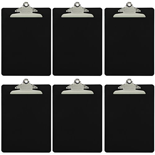 Product Cover Trade Quest Plastic Clipboard Opaque Color Letter Size Standard Clip (Pack of 6) (Black)