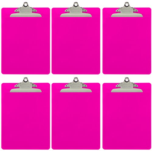 Product Cover Trade Quest Plastic Clipboard Opaque Color Letter Size Standard Clip (Pack of 6) (Pink)