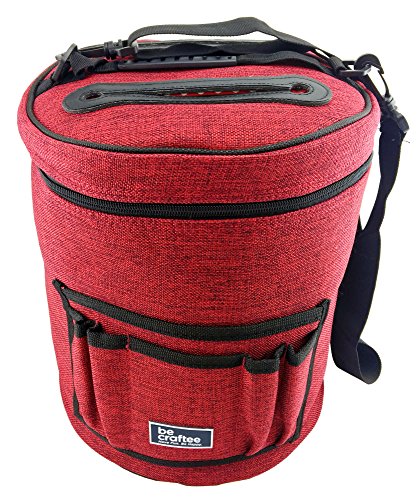 Product Cover BeCraftee Best Yarn Bag/Knitting Bag. Portable, Light and Easy to Carry. Yarn Storage Bags Have Pockets for Crochet Hooks & Knitting Needles. Slits on Top to Protect Wool and Prevent Tangling.