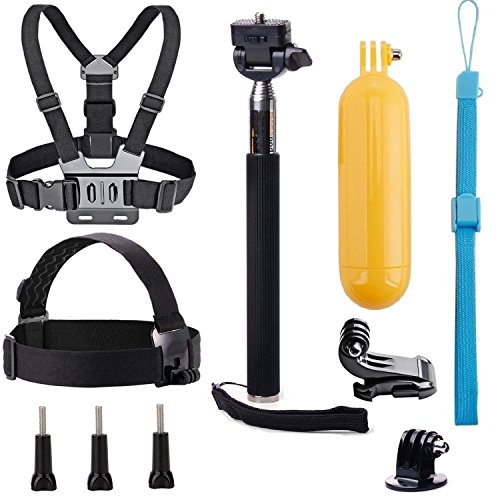 Product Cover VVHOOY Universal Action Camera Accessories Bundle Kits Head Strap + Chest Belt Strap +Handle Monopod +Floating Hand Grip Compatible with Underwater 1080P&4K Waterproof Action Camera Accessories