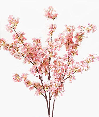 Product Cover Ahvoler 39 Inch Artificial Cherry Blossom Branches Flowers Silk Peach Flowers Arrangements for Home Wedding Decoration (3 pcs Pink)