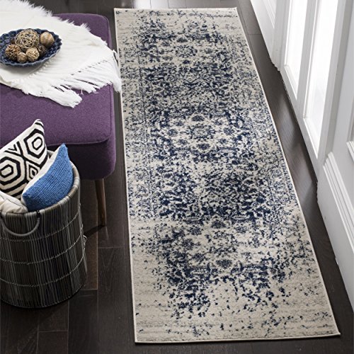 Product Cover Safavieh Madison Collection MAD603D Cream and Navy Distressed Medallion Runner (2'3