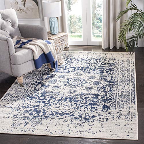 Product Cover Safavieh Madison Collection MAD603D Cream and Navy Distressed Medallion Area Rug (3' x 5')