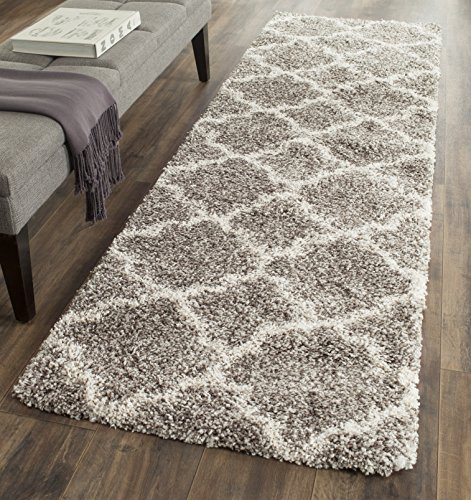 Product Cover Safavieh Hudson Shag Collection SGH282B Grey and Ivory Moroccan Geometric Quatrefoil Runner (2'3