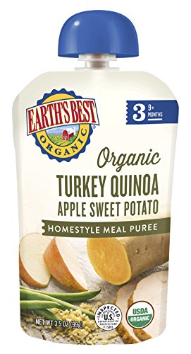 Product Cover Earth's Best Organic Stage 3 Baby Food, Turkey Quinoa Apple Sweet Potato, 3.5 oz. Pouch,  6 Pack.