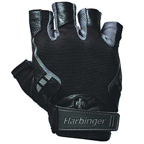Product Cover Harbinger 114330 Pro Non-WristWrap Vented Cushioned Leather Palm Weightlifting Gloves, Pair, Large