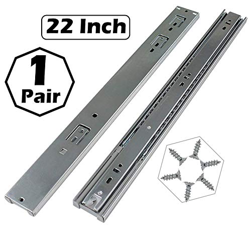 Product Cover Gobrico 22-Inch Heavy Duty Full Extension Ball Bearing Drawer Slides Soft Close Rail Runners 1Pair
