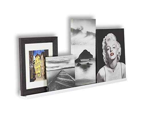 Product Cover Wallniture Boston Contemporary Floating Wall Shelf - Picture Ledge for Frames Book Display White 46 Inch
