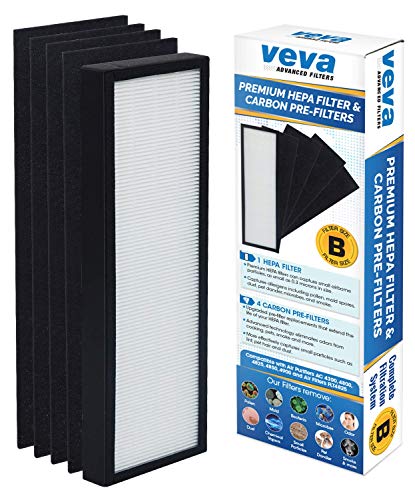 Product Cover VEVA Premium HEPA Replacement Filter Including 4 Activated Carbon Pre Filters Compatible with Air Purifier AC4300/AC4800/AC4900/AC4825 and FLT4825 Filter B