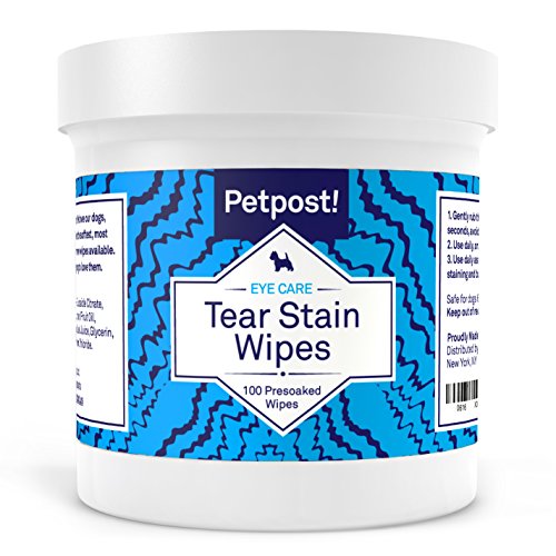 Product Cover Petpost | Tear Stain Remover Wipes - 100 Presoaked Cotton Pads - Best Natural Eye Crust Treatment for White Fur - Maltese Angels Approved - Chemical and Bleach Free - 4 Oz.