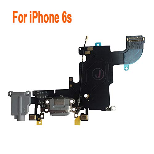 Product Cover Johncase OEM Charging Port Dock Connector Flex Cable w/Microphone + Headphone Audio Jack Port Ribbon Replacement Part Compatible for iPhone 6s All Carriers (Black/Space Gray)