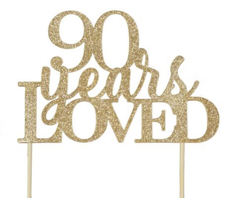 Product Cover All About Details Gold 90-Years-Loved Cake Topper