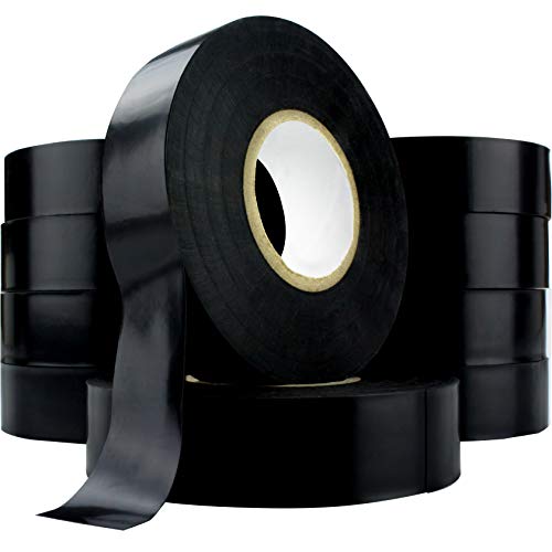 Product Cover Nova Supply's Pro Grade Black Electrical Tape Jumbo Roll 10 Pack. Huge 60 Foot Rolls Of 3/4 Inch PVC Vinyl With Ultra Weather-Resistant Adhesive. Withstands High Heat for Electrician/Automotive Use