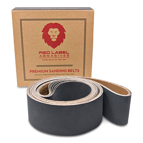 Product Cover Red Label Abrasives 2 X 72 Inch Silicon Carbide Extra Fine Grit Sanding Belts 600, 800, 1000 Grits, 6 Pack Assortment
