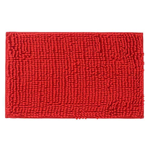 Product Cover Adasmile Soft Shaggy Non Slip Microfiber Bath Mat Bathroom Mats Shower Rugs Carpet for Tub,Shower,Textured Tub,Surface,Floor,Shower Stall,Red,15.74