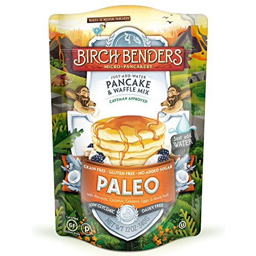 Product Cover Paleo Pancake & Waffle Mix by Birch Benders, Low-Carb, High Protein, High Fiber, Gluten-free, Low Glycemic, Prebiotic, Keto-Friendly, Made with Cassava, Coconut & Almond Flour, 12 oz