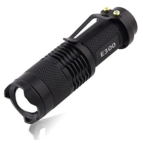 Product Cover Bright Mini LED Tactical Flashlight - EcoGear FX E300-3 Light Modes, 300 Lumen Max Output, Adjustable Zoom Focus - Water Resistant for Outdoors with a Small Design - A Perfect Gift for Men