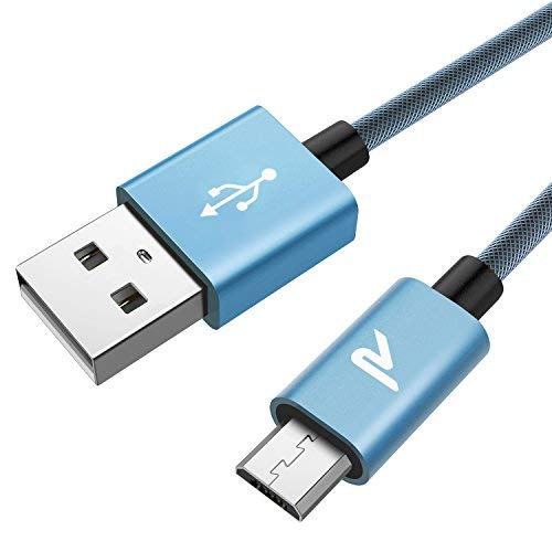 Product Cover RAMPOW Micro USB Fast Charging Cable 2m-2.4A Quick Charge Nylon Braided Android Charger-Compatible with Samsung Galaxy S7 edge S6, Sony, HTC, Motorola, LG, Tablet and More-Blue