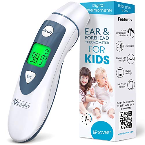 Product Cover iProven Medical Digital Ear Thermometer with Temporal Forehead Function - Clinically Approved Upgraded Infrared Lens Technology DMT-489 for Better Accuracy - New Medical Algorithm (White Grey)