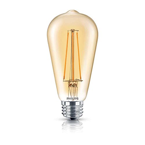 Product Cover Philips LED Amber Glass ST19 Dimmable Vintage Filament Light Bulb: 350-Lumen, 2000 Kelvin, 4.5-Watt (40-Watt Equivalent) E26 Base, Amber, 1-Pack