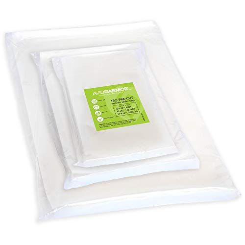 Product Cover 150 Vacuum Sealer Storage Bags for Food Saver, Seal a Meal Vac Sealers, 50 Each Bag Size: Pint 6x10, Quart 8x12, Gallon 11x16 BPA Free, Sous Vide Vaccume Safe Commercial Grade Universal Bag Avid Armor